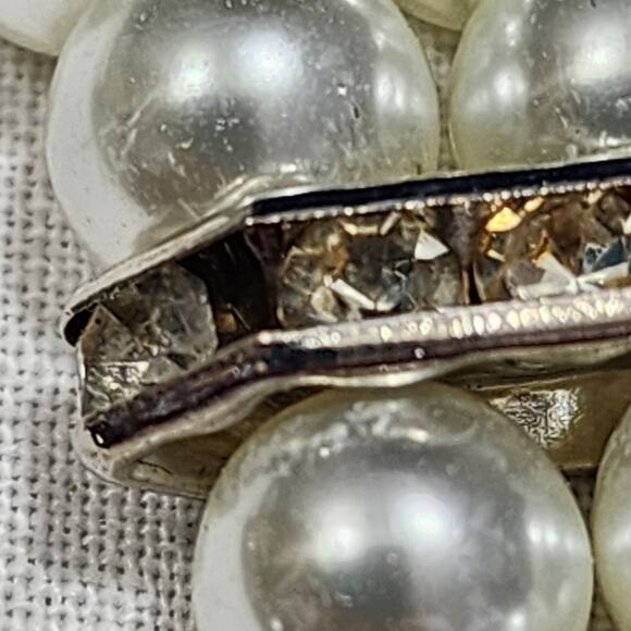 Layer Faux Pearl Black Bead Rhinestone Necklace Matching Earrings Statement Set - Picture 13 of 16